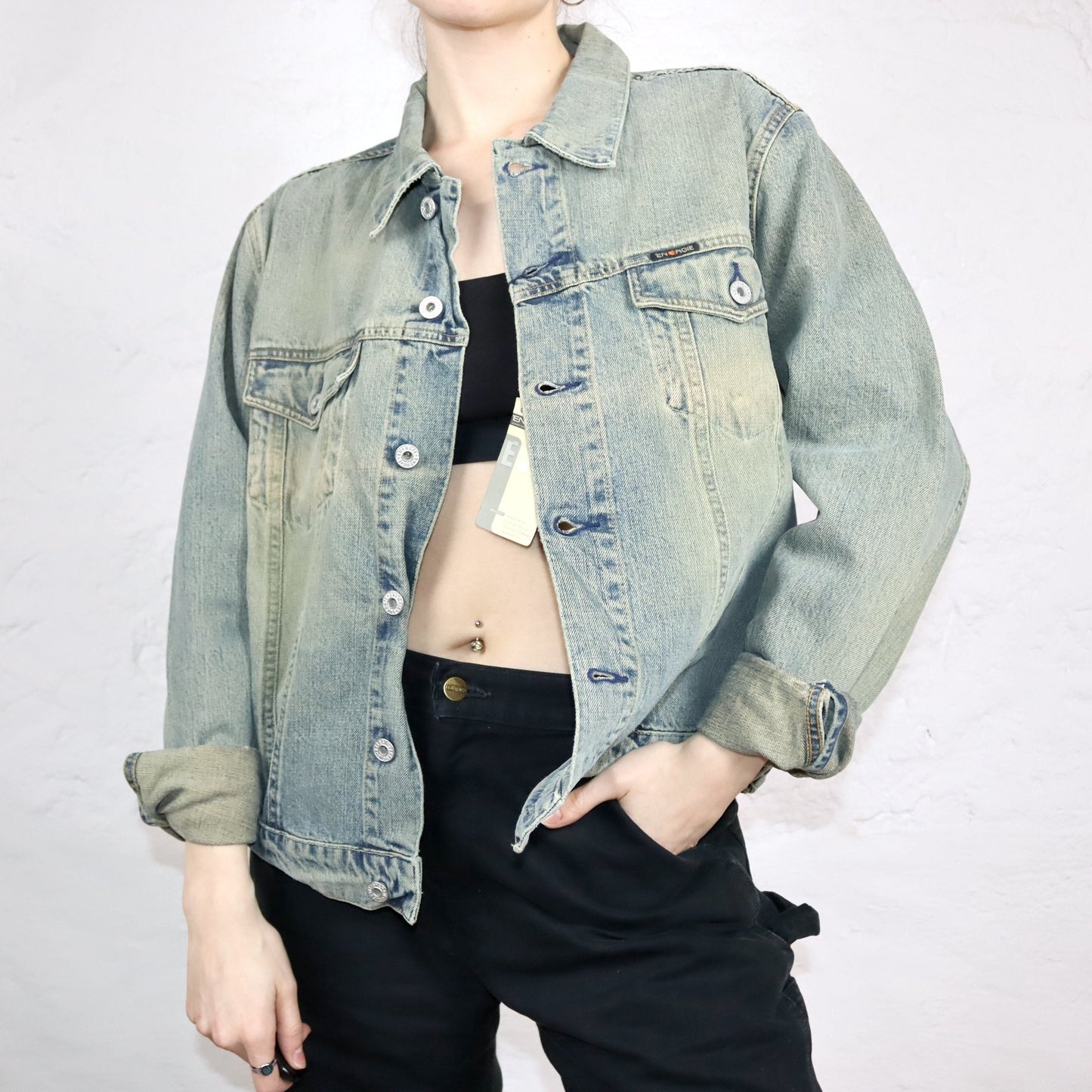 Vintage 80s 90s ENERGIE denim jacket jacket denim deadstock L