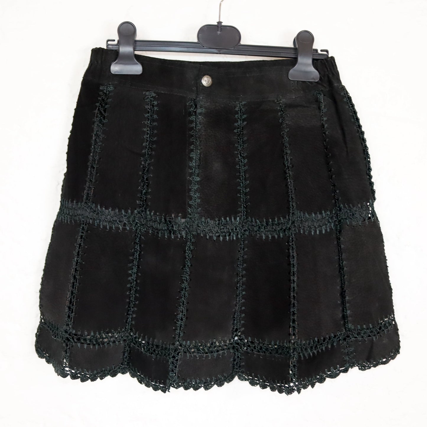 Vintage 80er 90er Lederrock Minirock schwarz highwaist S
