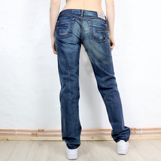 Vintage 90er 00er Y2k ENERGIE Baggy Pants Hose weites Bein weiß Deadstock W32