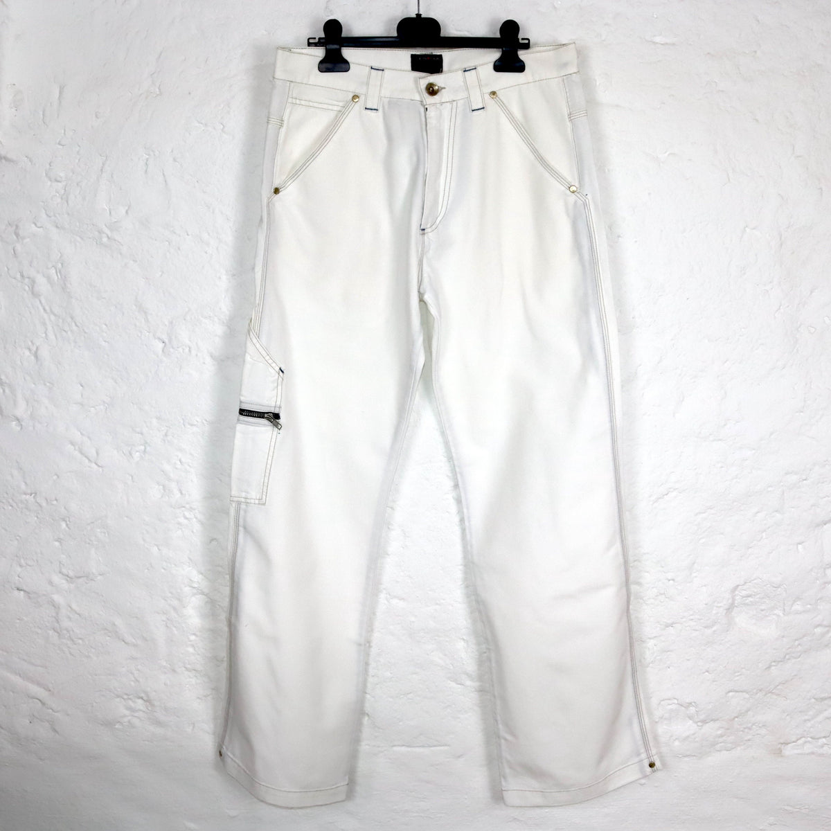 Vintage 90er 00er Y2k ENERGIE Baggy Pants Hose weites Bein weiß Deadstock W32 M