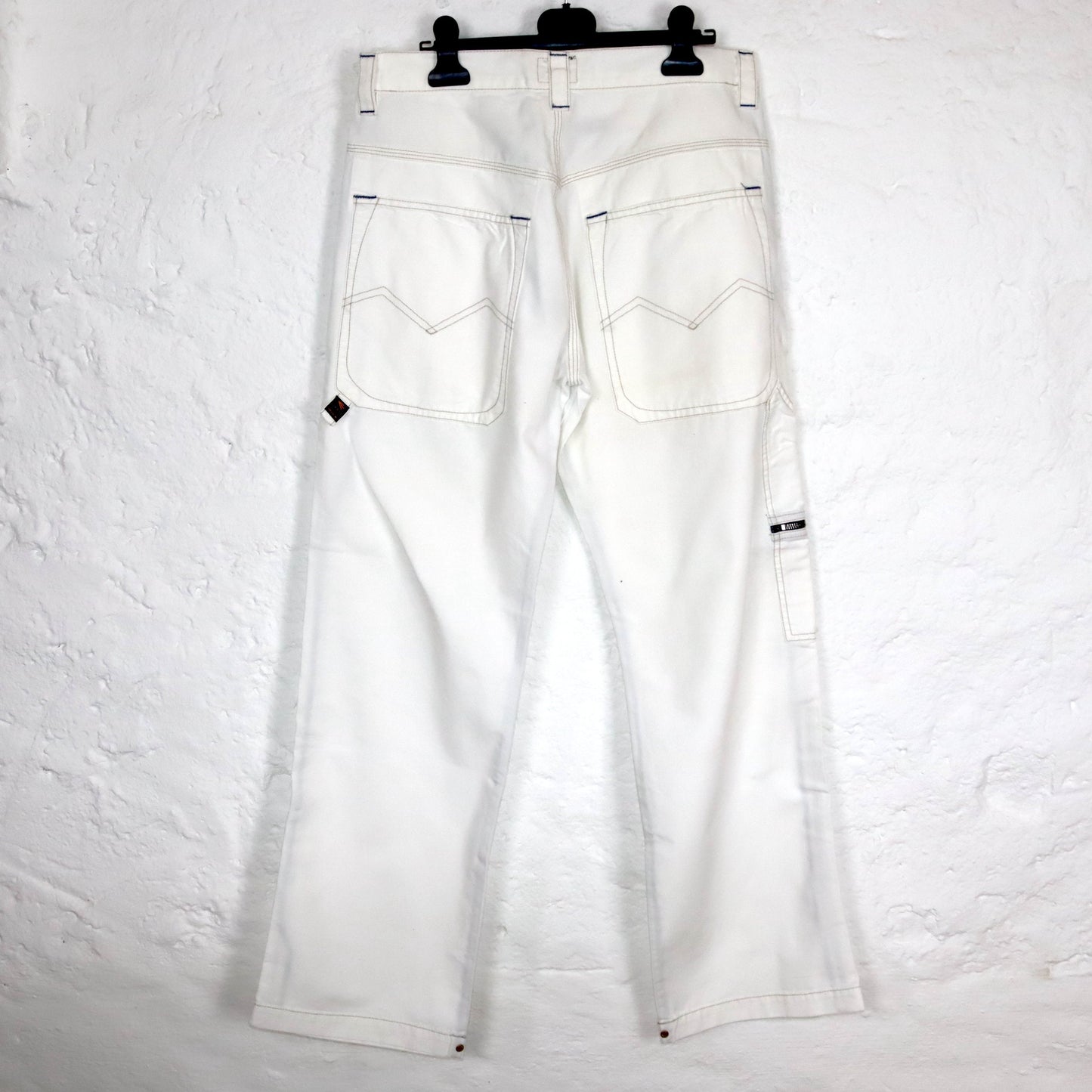 Vintage 90er 00er Y2k ENERGIE Baggy Pants Hose weites Bein weiß Deadstock W32 M