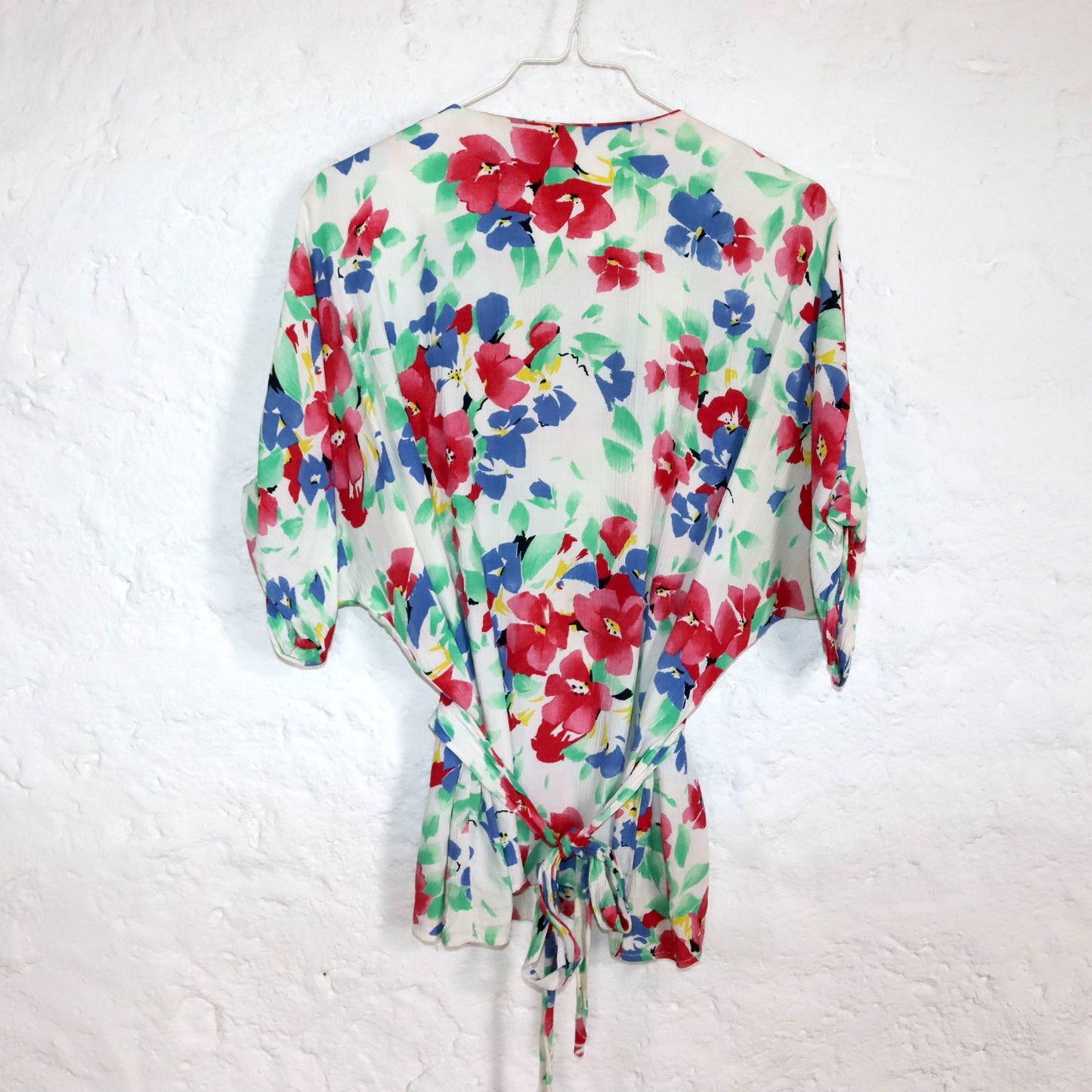 Vintage 80s 90s SPENGLER fashion blouse short sleeve floral pattern to tie 42