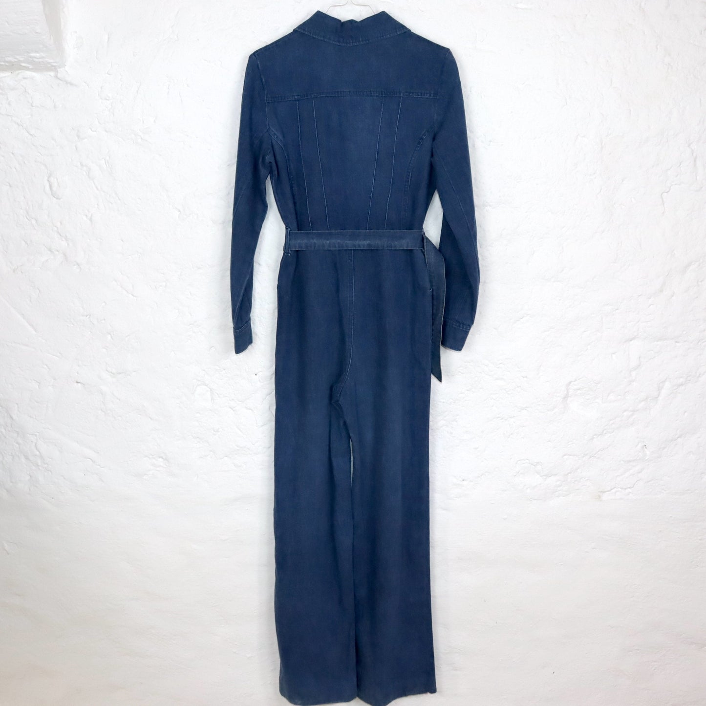 Vintage 70er 80er MARSNAL Overall Einteiler Jeansoverall Denim Spitzkragen Schlaghose S