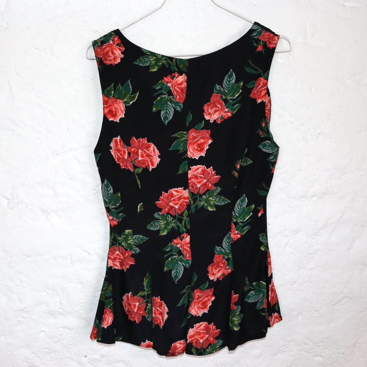 Vintage 80s 90s NICOWA Peplum Blouse Sleeveless Floral Pattern Silk Peplum Made in W.-Germany 38