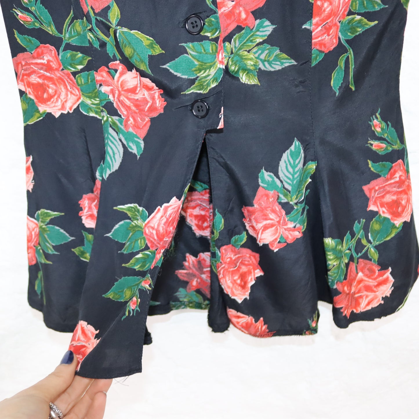 Vintage 80s 90s NICOWA Peplum Blouse Sleeveless Floral Pattern Silk Peplum Made in W.-Germany 38