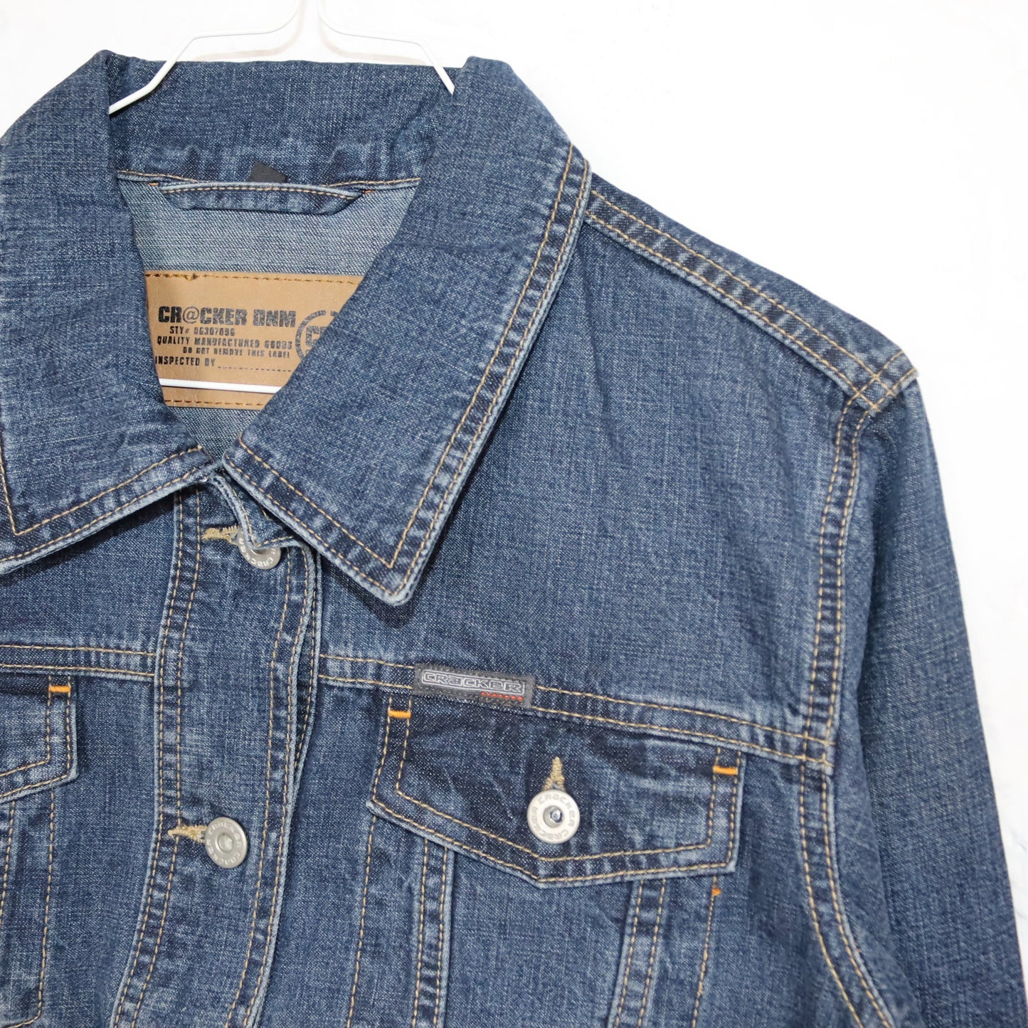 Vintage 90s 00s Y2k CRACKER denim jacket denim short cut Deadstock M