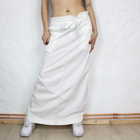 Vintage 90er 00er Y2k KILLAH Maxirock low waist Cargorock weiß Deadstock XL