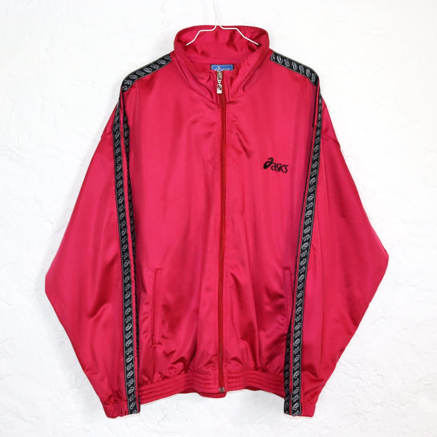 Vintage 80s 90s ASICS tracksuit jacket stand-up collar red XL