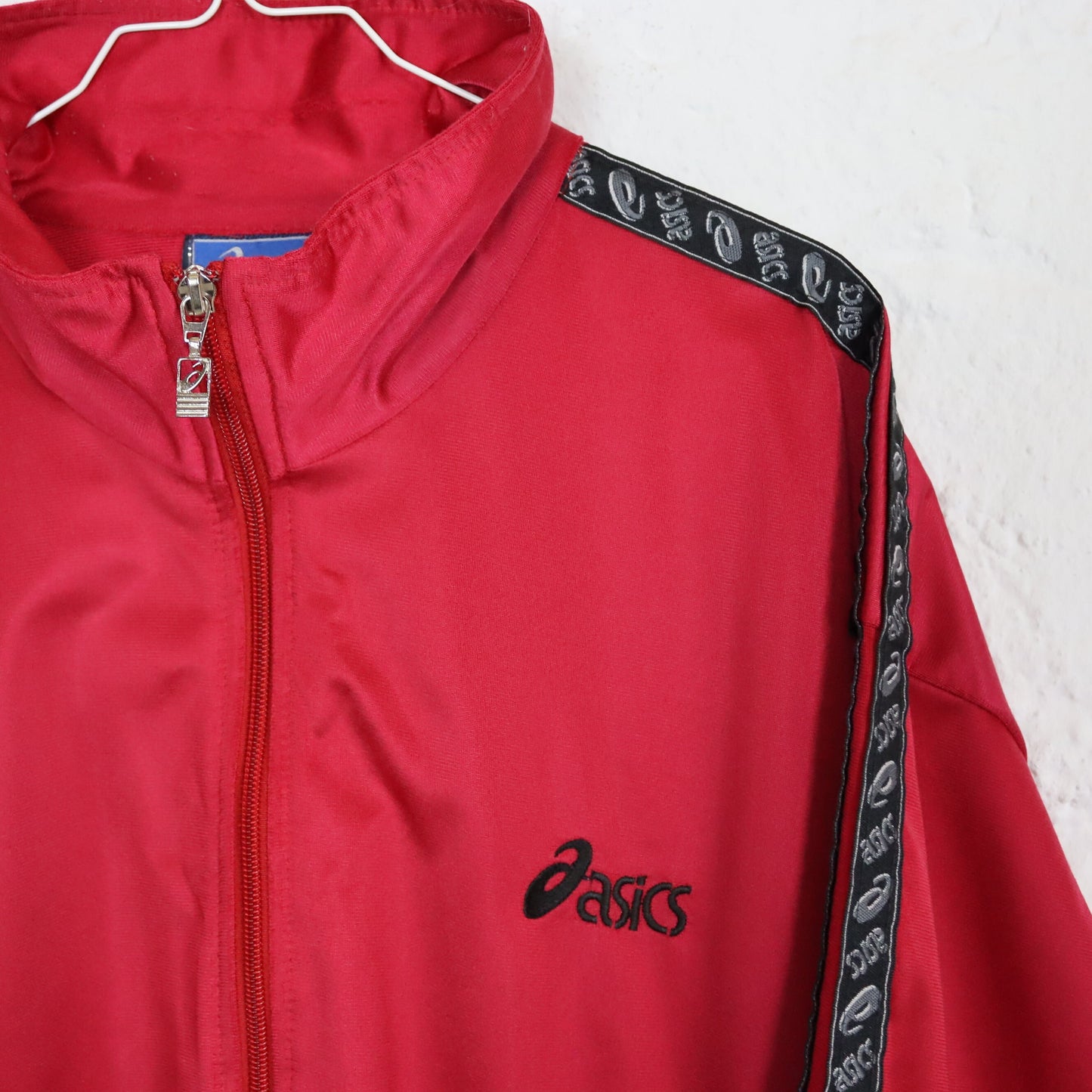 Vintage 80s 90s ASICS tracksuit jacket stand-up collar red XL