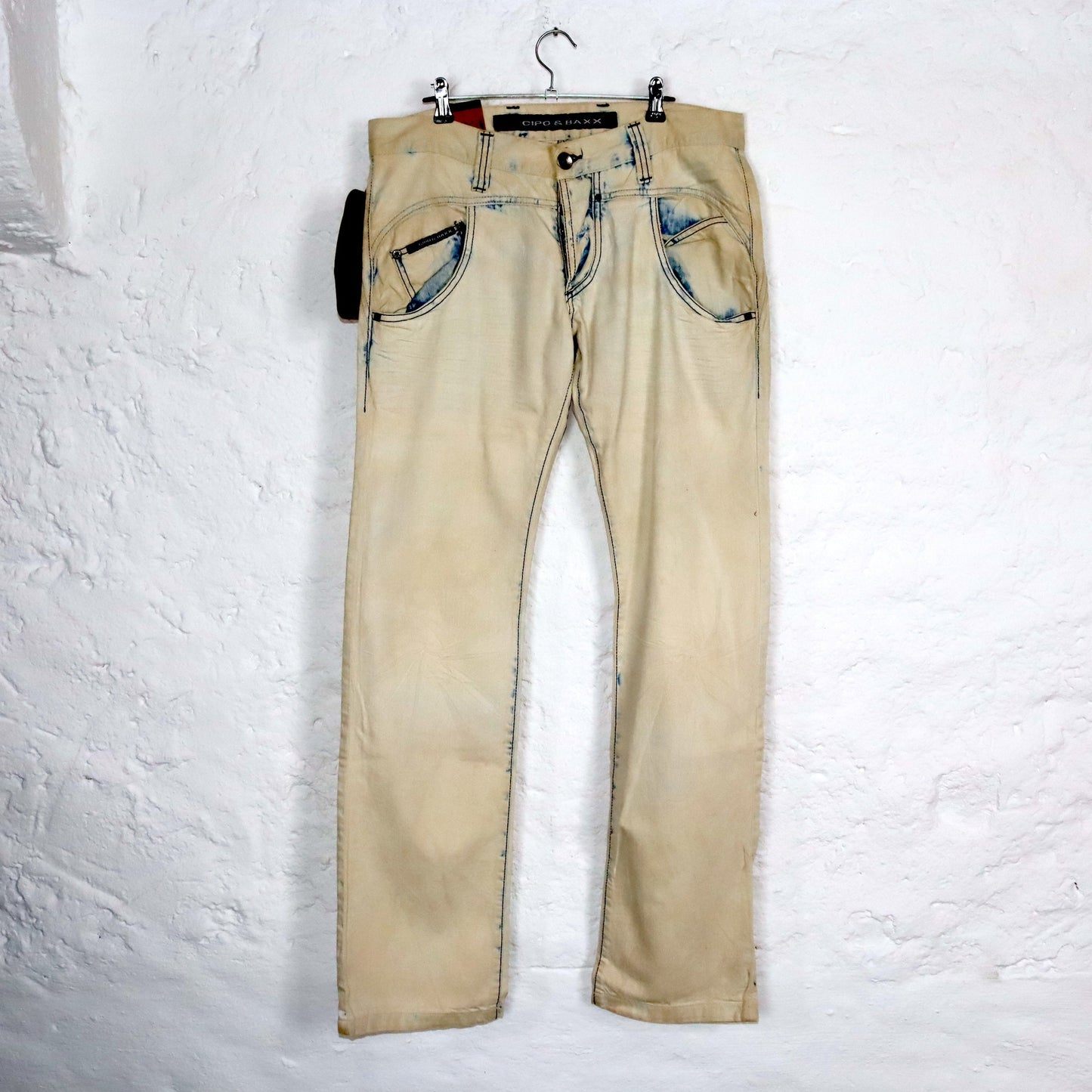 Vintage 90s 00s Y2k CIPO&BAXX Baggy Pants Jeans used look bleached Deadstock W31 L34