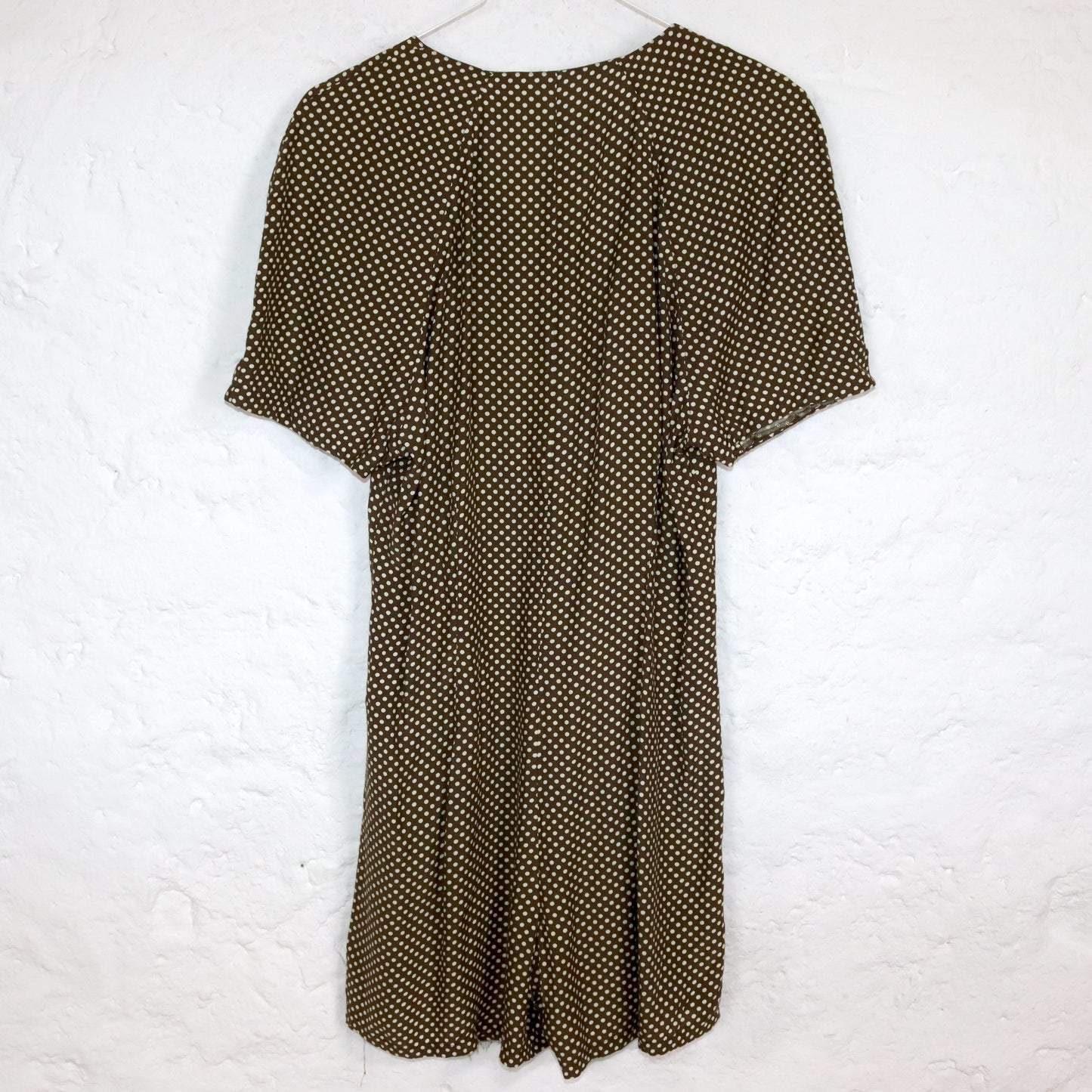 Vintage 80er 90er JEAN PAUL Jumpsuit Einteiler kurzarm gepunktet beige weiß Knopfreihe Viskose 38