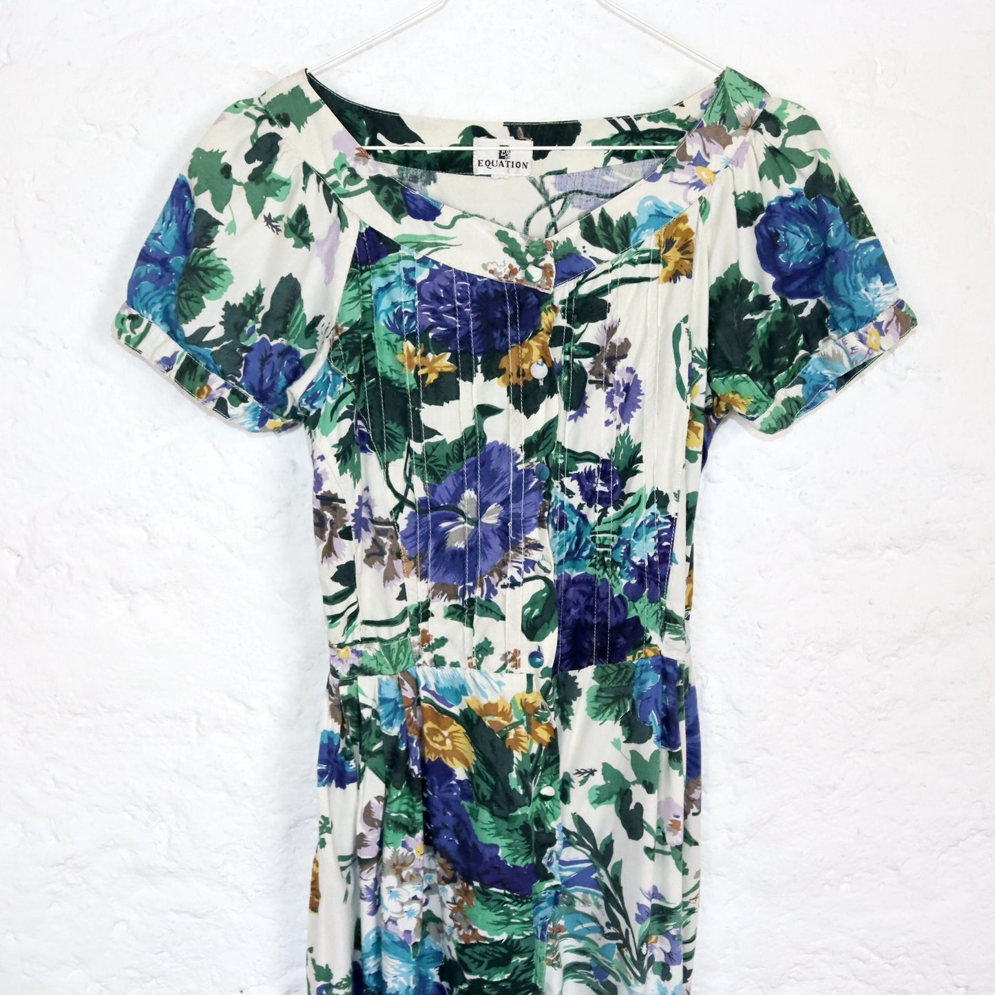 Vintage 80s 90s EQUATION one-piece overall short sleeve crazy pattern floral pattern S