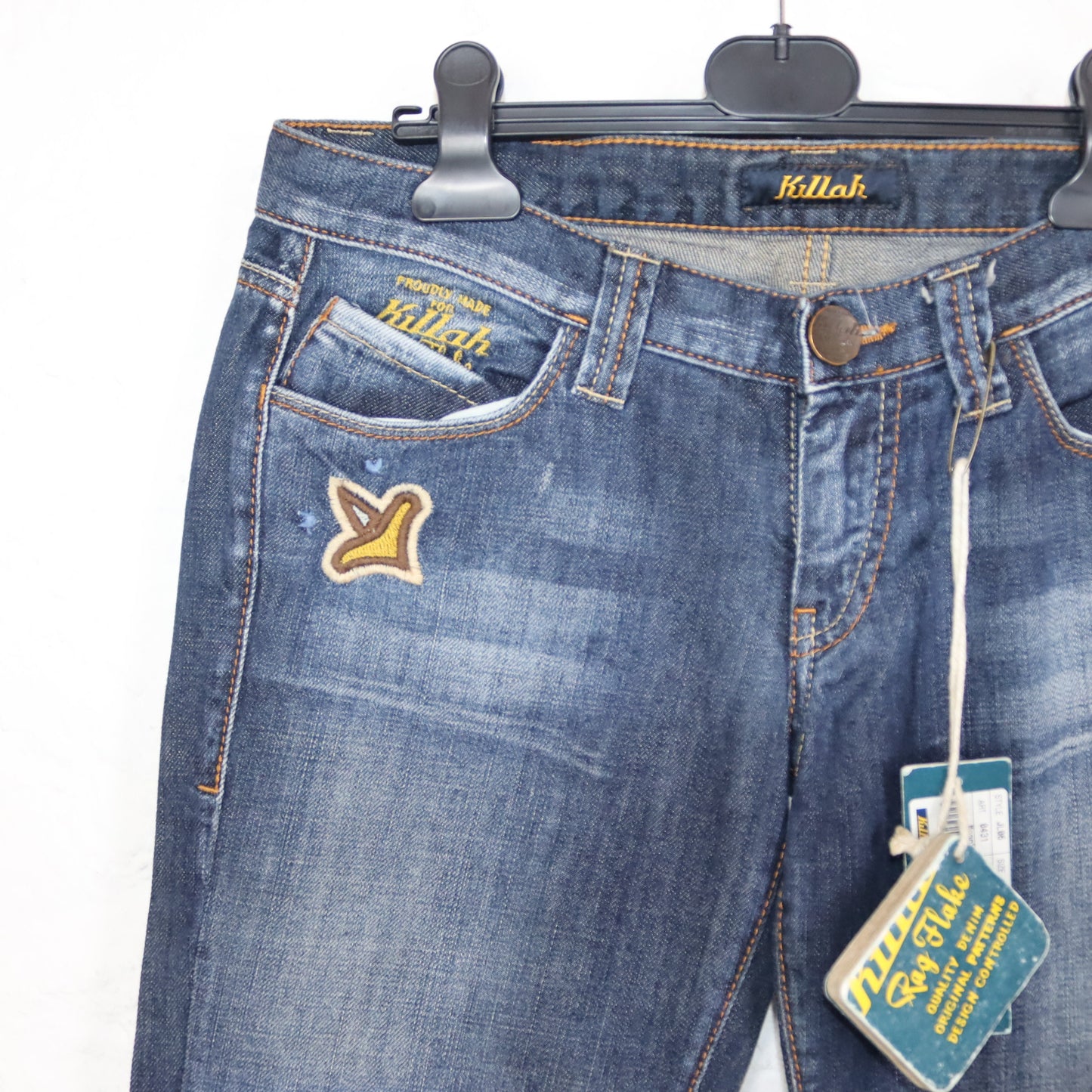 Vintage 90er 00er Y2k KILLAH Schlaghose Hüfthose Jeans low waist Stickrein Deadstock W31