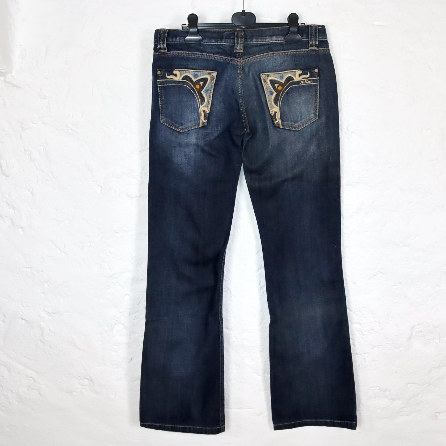Vintage 90er 00er Y2k KILLAH Schlaghose Hüfthose Jeans low waist Stickrein Deadstock W31