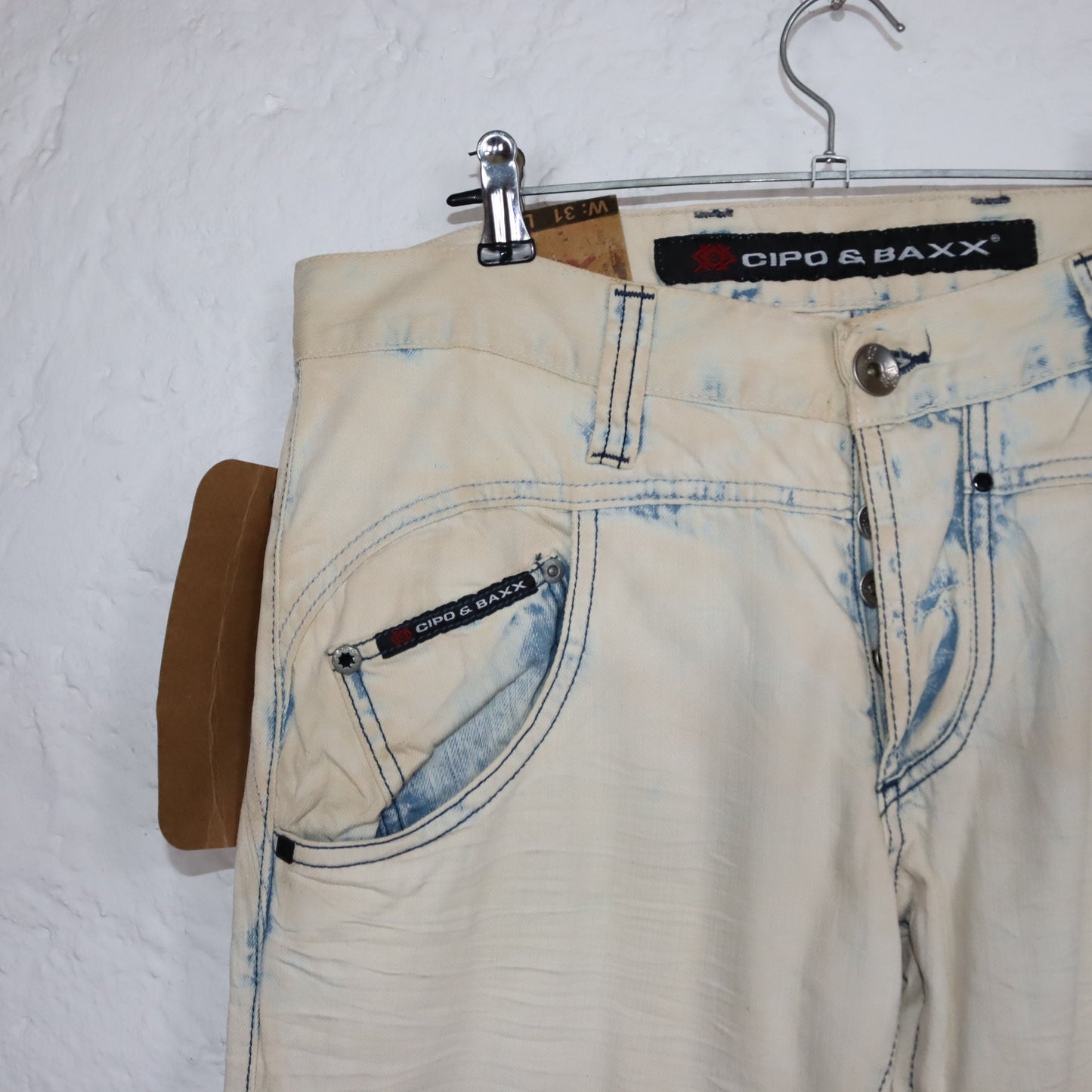Vintage 90s 00s Y2k CIPO&BAXX Baggy Pants Jeans used look bleached Deadstock W31 L34