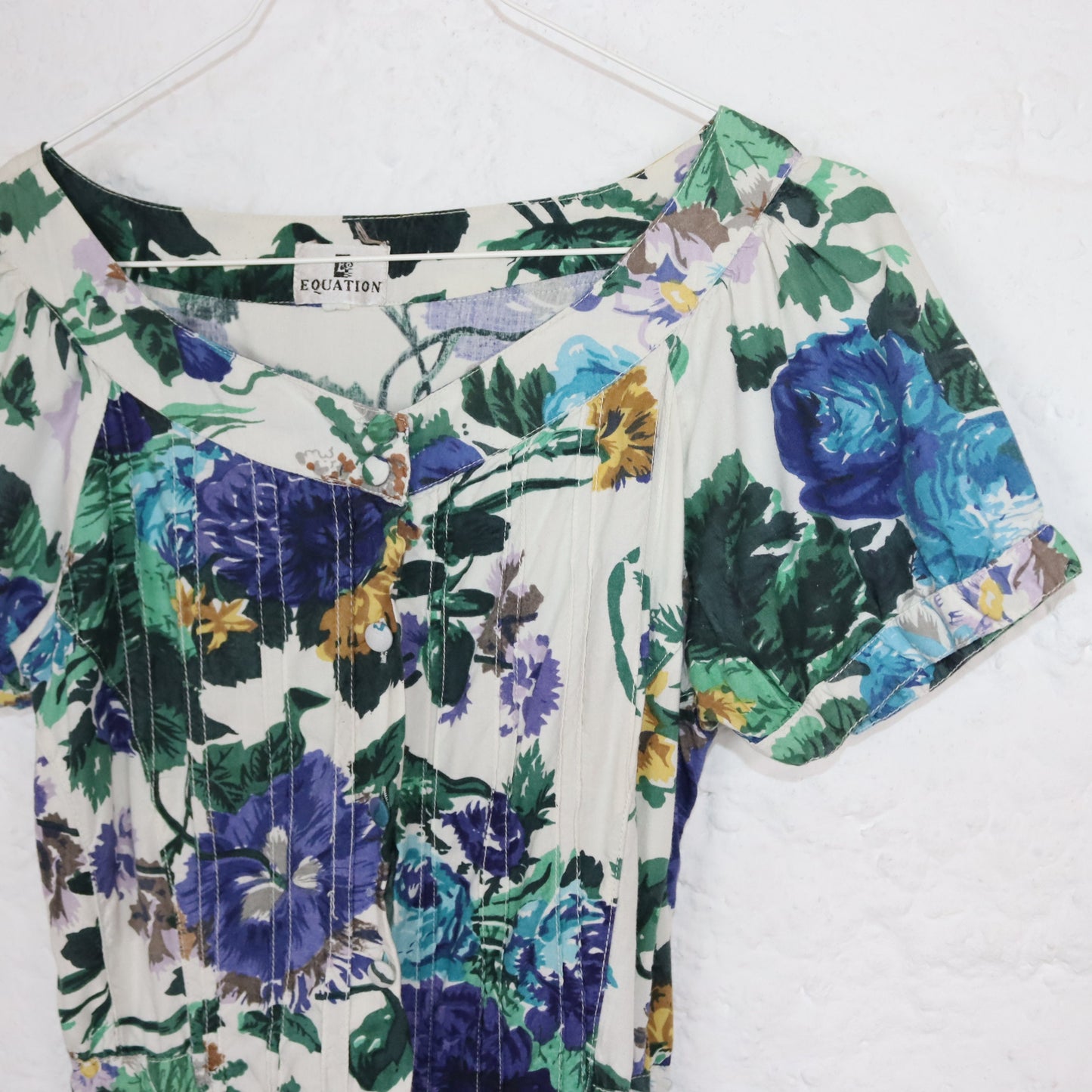Vintage 80s 90s EQUATION one-piece overall short sleeve crazy pattern floral pattern S