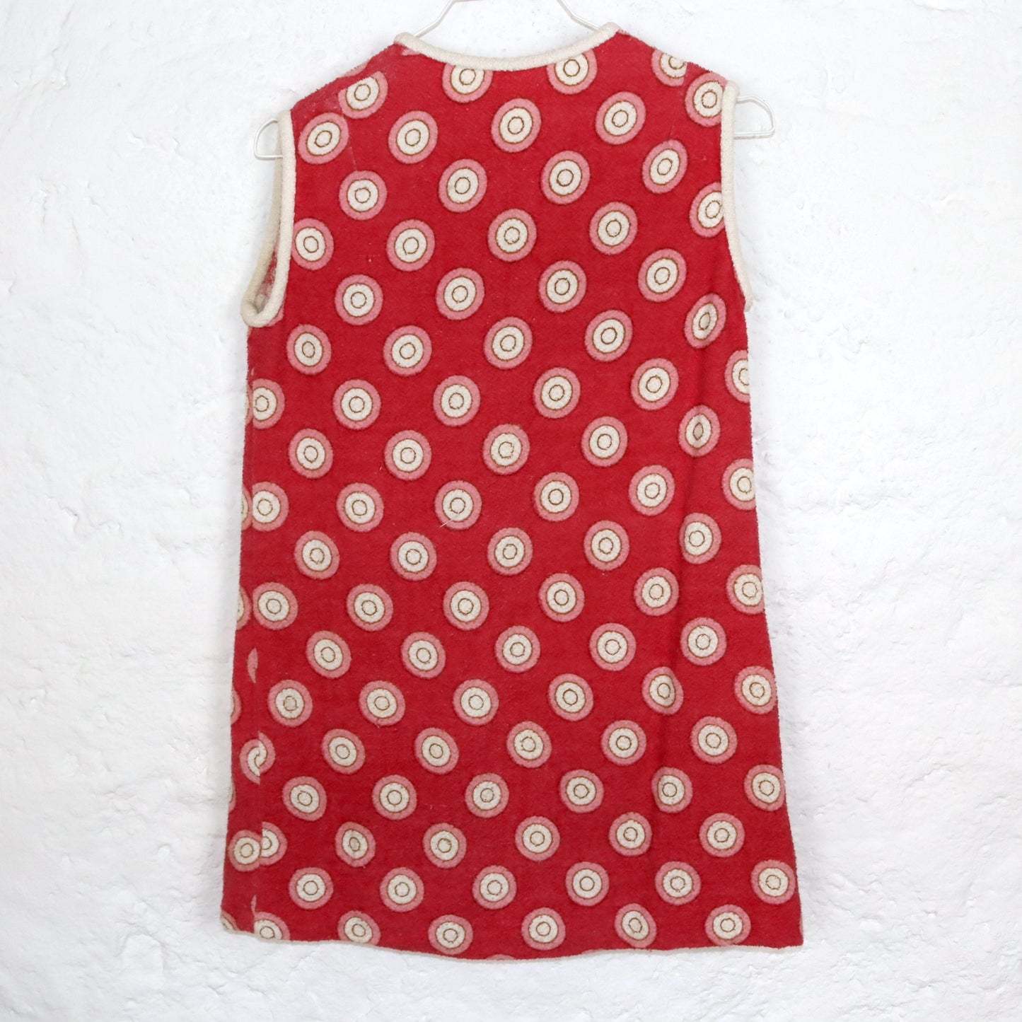 Vintage 60er 70er DDR Frotteekleid Minikleid Reißverschluss crazy pattern pink weiß XS