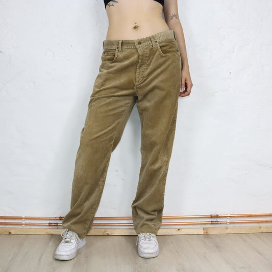Vintage 80er 90er LEE Cordhose Hose Cord gerades Bein beige W36