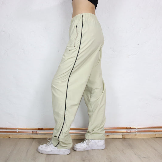 Vintage 90er 00er Y2k NIKE Jogginghose Trainingshose Baggy Dri Fit beige M