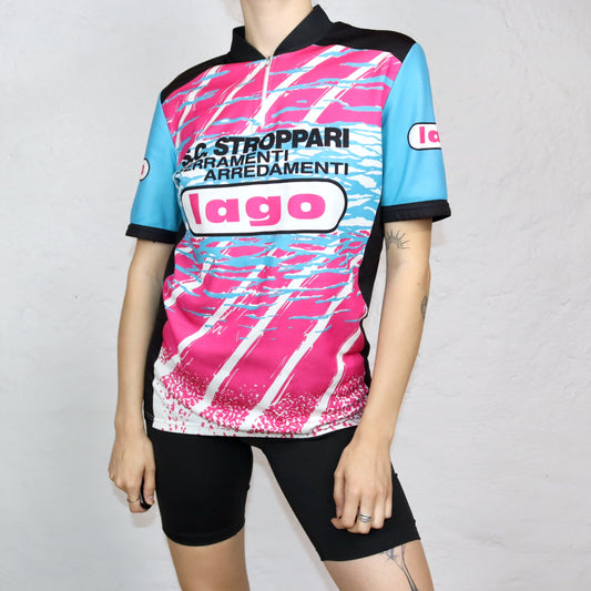 Vintage 80er 90er Radlertrikot T-Shirt kurzarm bunt XXL