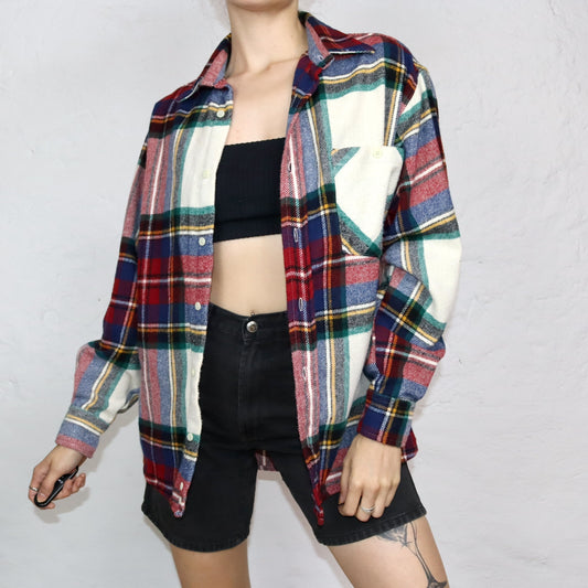 Vintage 80er 90er ETNIC Flanellhemd langarm kariert M