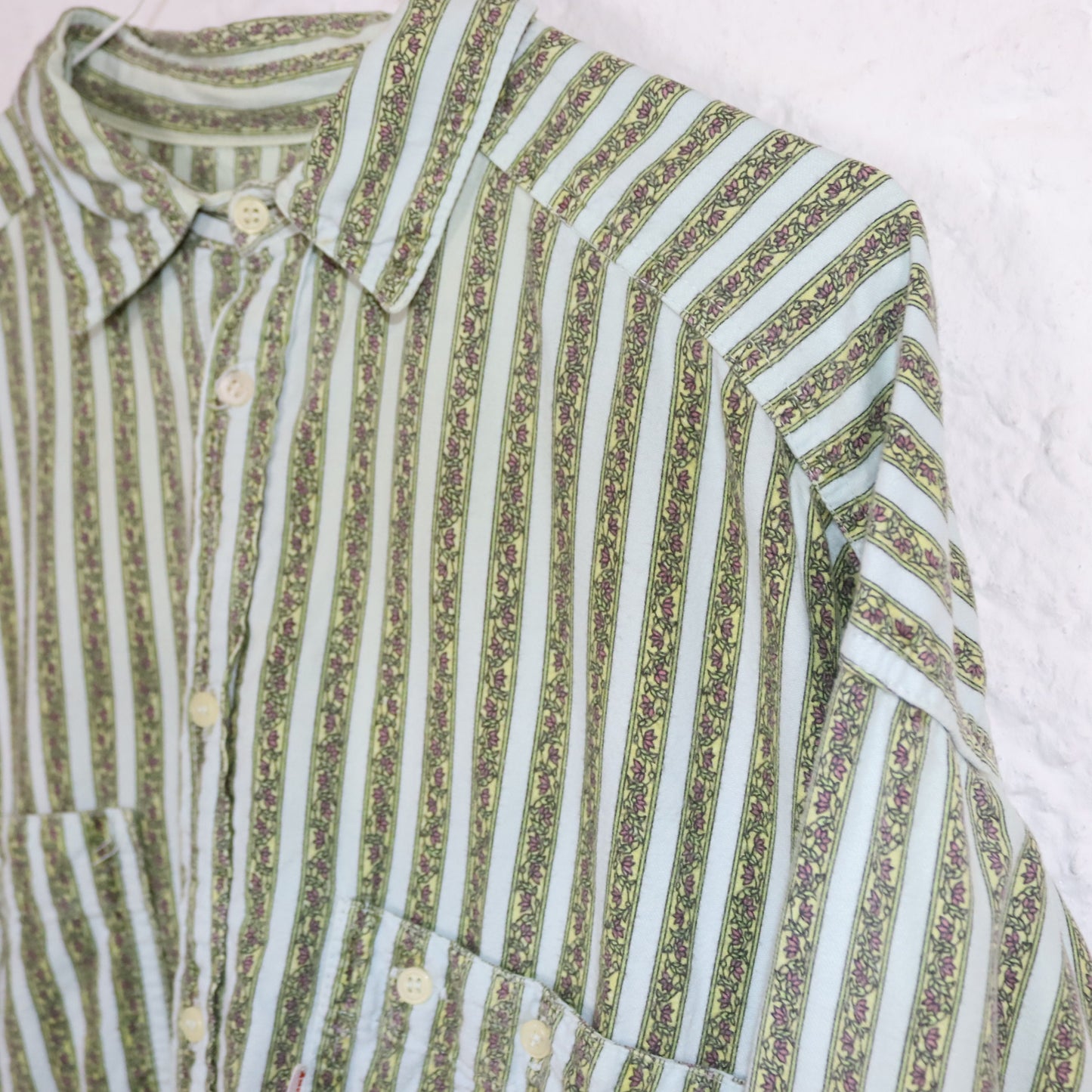 Vintage 80s 90s RAGING BULL shirt long sleeve crazy pattern paisley pattern light blue L