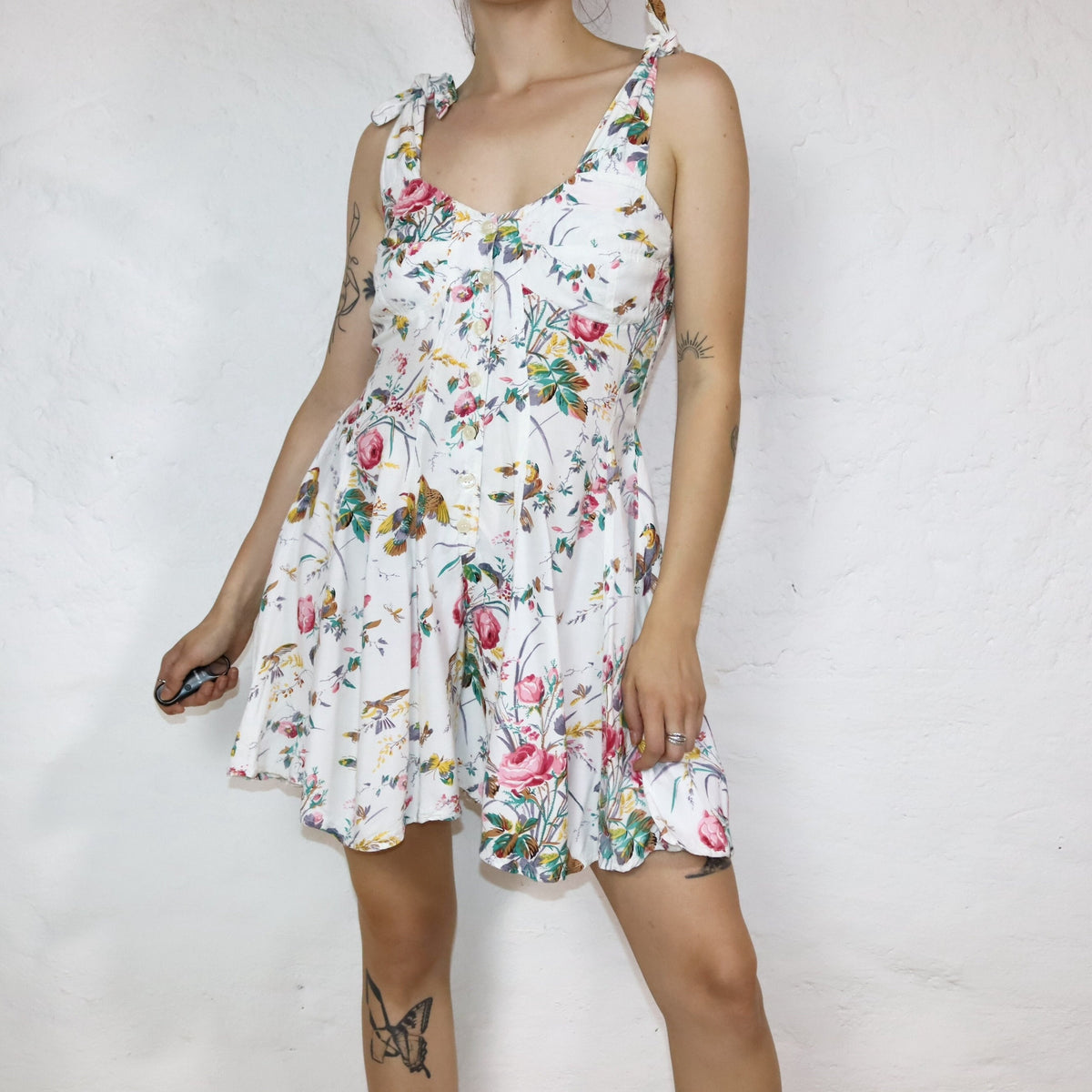 Vintage 80s 90s jumpsuit one-piece sleeveless floral pattern S