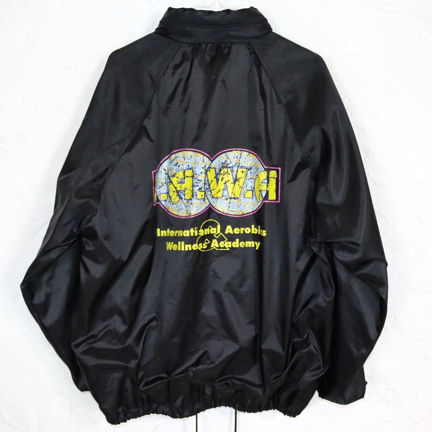 Vintage 80s 90s GUFFINI IAWA rain jacket windbreaker black print L