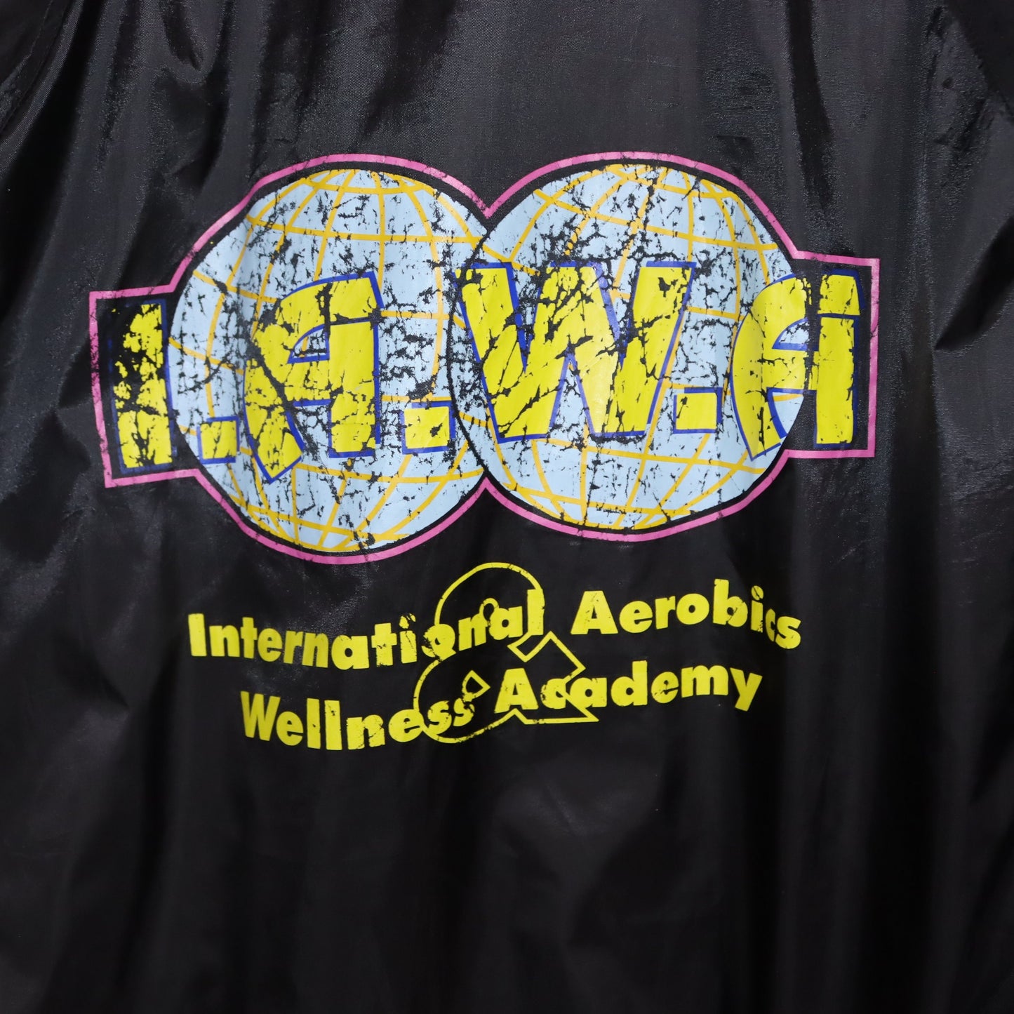 Vintage 80s 90s GUFFINI IAWA rain jacket windbreaker black print L