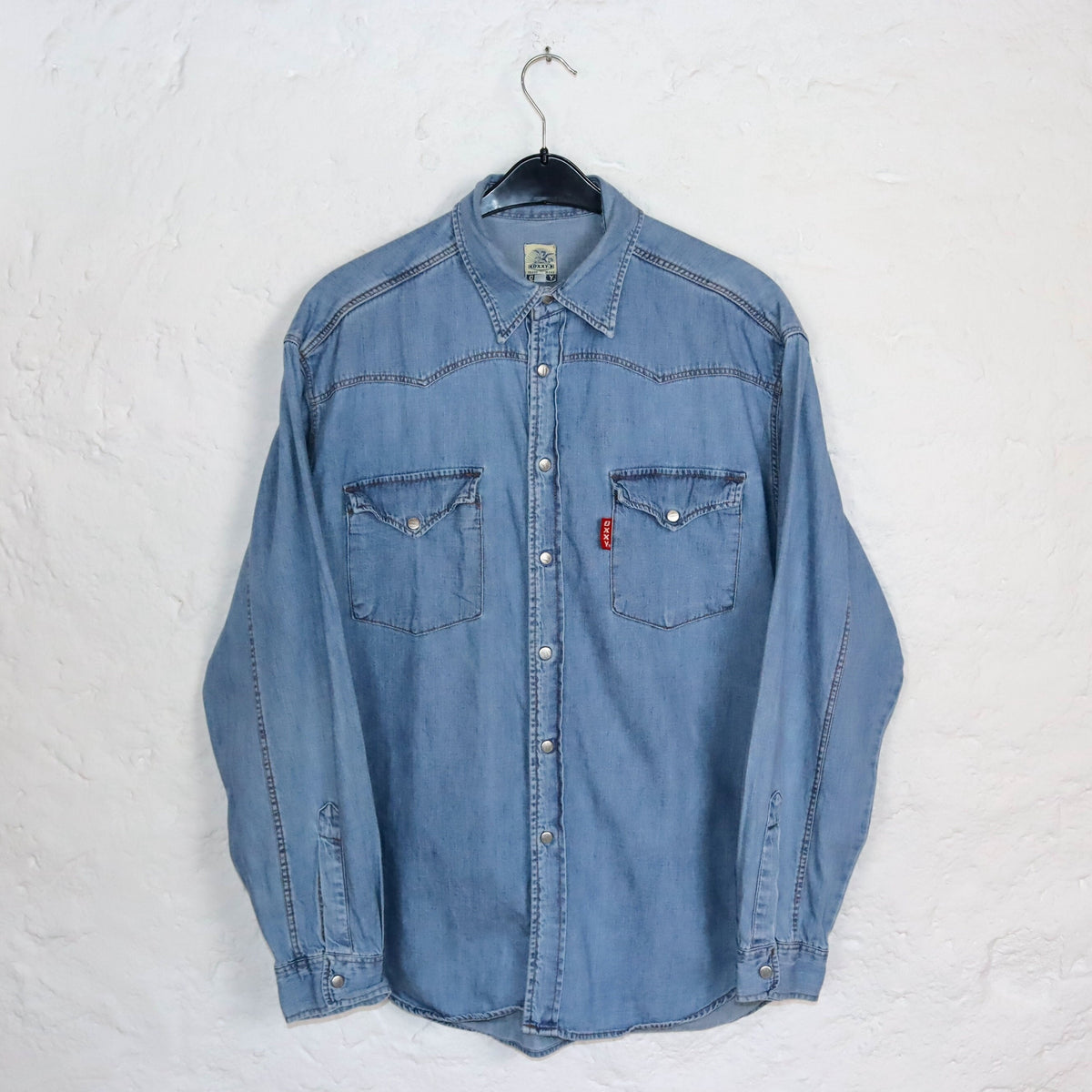 Vintage 80er 90er OXXY Jeanshemd Hemd langarm Denim Druckknöpfe XL
