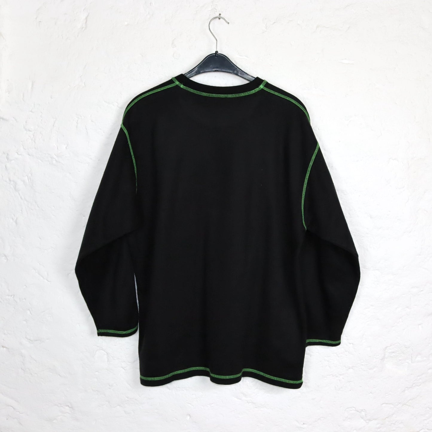 Vintage 80er 90er BAD DOG Sweatshirt Pullover schwarz neongrün XL