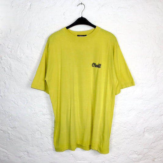Vintage 80er 90er ONEILL T-Shirt kurzarm Print gelb L