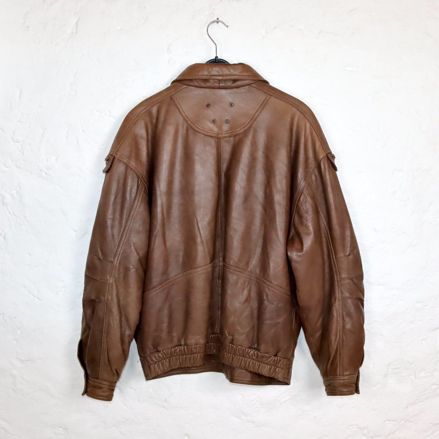 Vintage 80s 90s leather jacket jacket leather brown zipper L