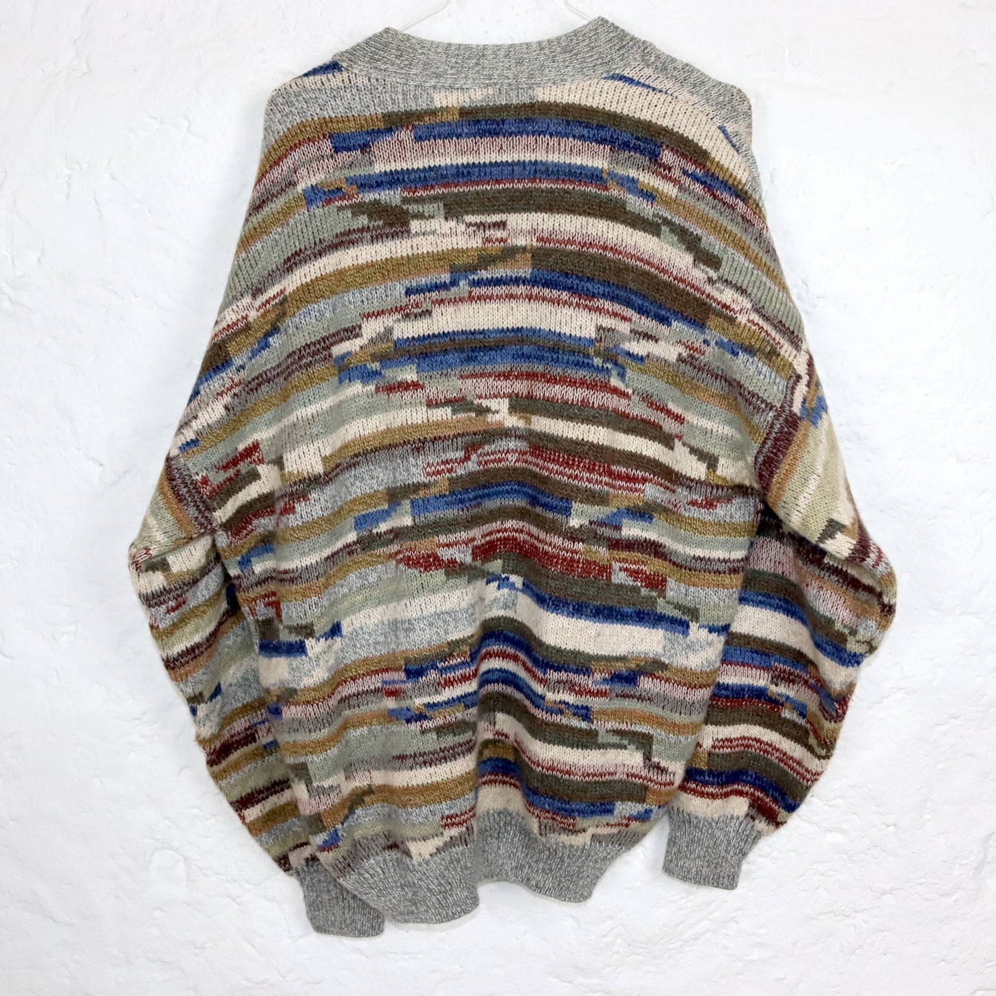 Vintage 80er 90er ARIANNA Cardigan Wolle gemustert Strick beige bunt XL