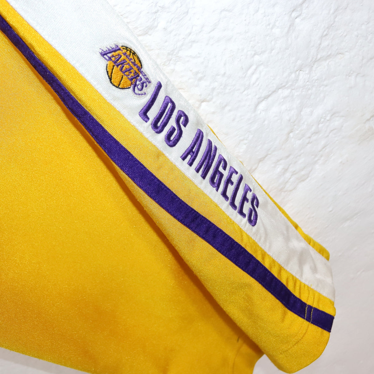 Vintage 80er 90er NIKE Team NBA Los Angeles Laker Jogginghose Baggy Knopfleisten Lila gelb XXL
