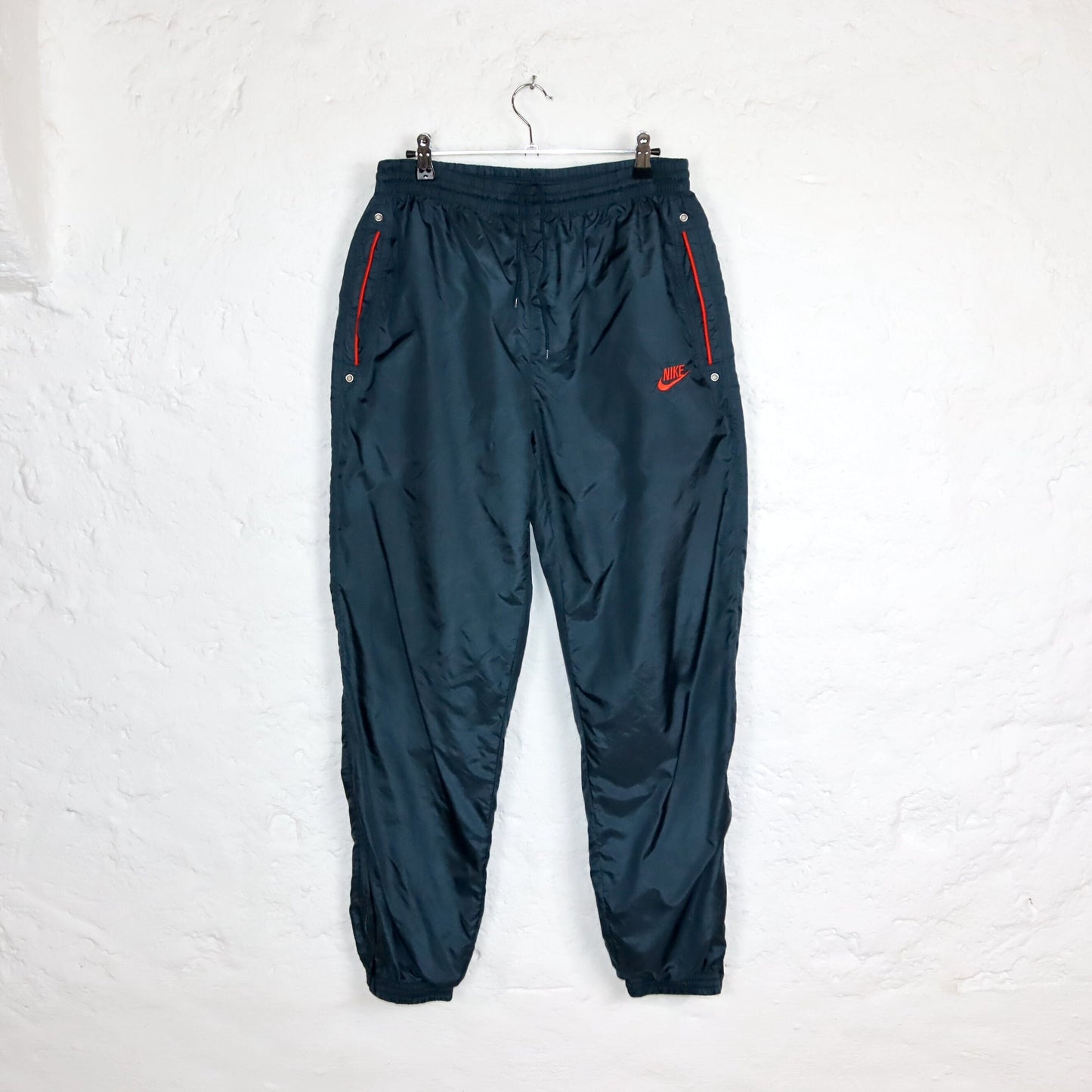 Vintage 80s 90s NIKE jogging pants training pants shiny dark blue red M