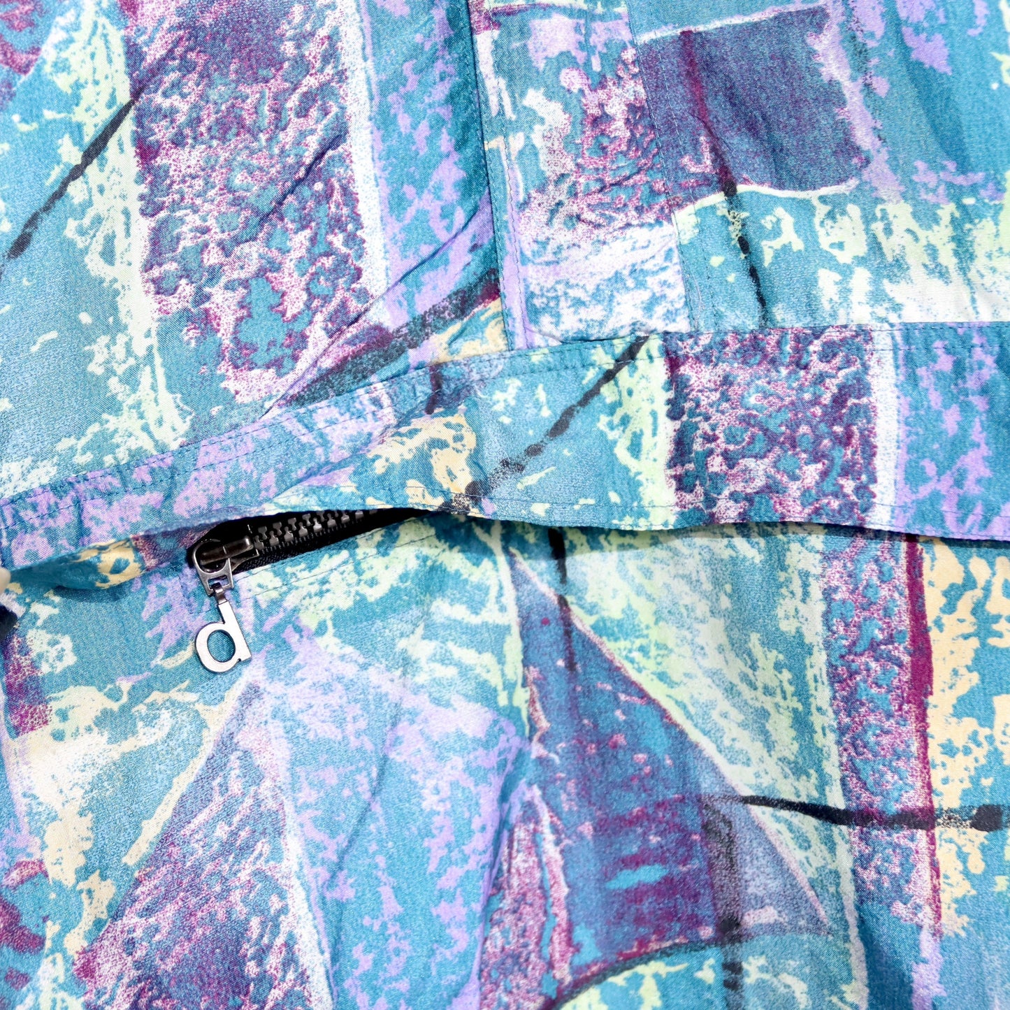 Vintage 80er 90er BENGER Regenjacke Windbreaker Überziehjacke crazy pattern türkis lila L