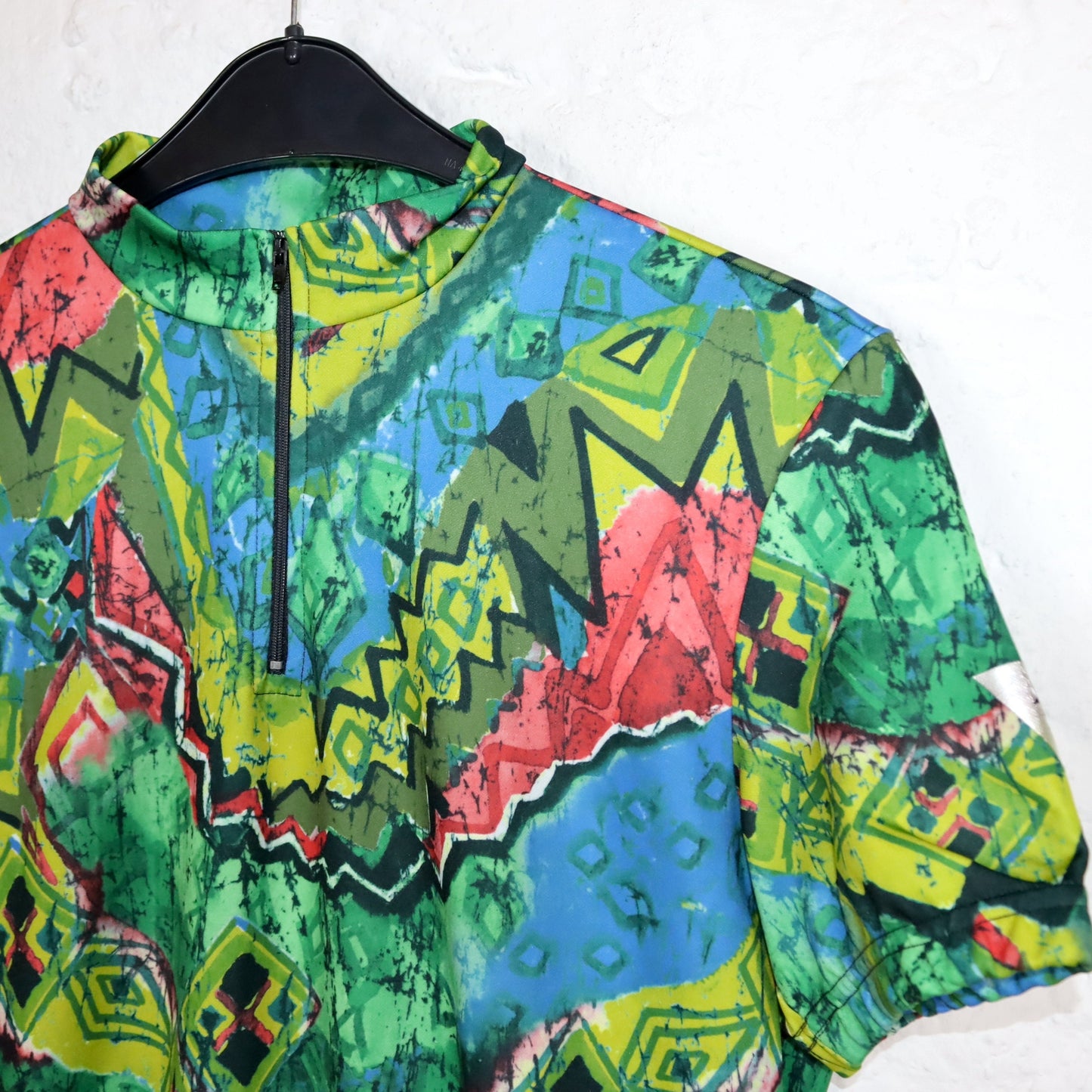 Vintage 80er 90er ADRENALIN Fahrradtrikot Shirt kurzarm crazy pattern bunt XL