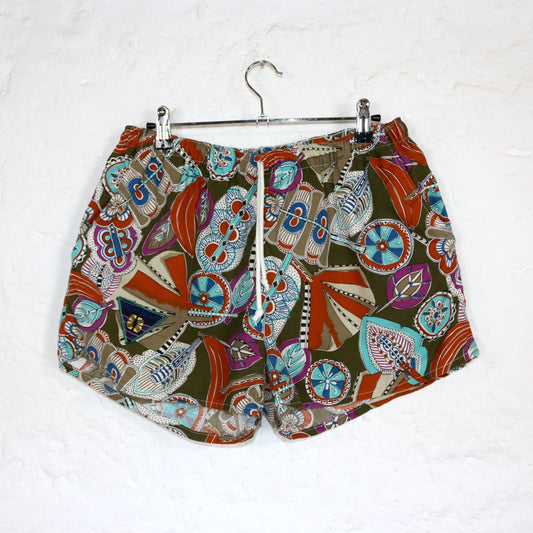 Vintage 80er 90er COTTON SAILORS Shorts kurze Hose crazy pattern bunt L