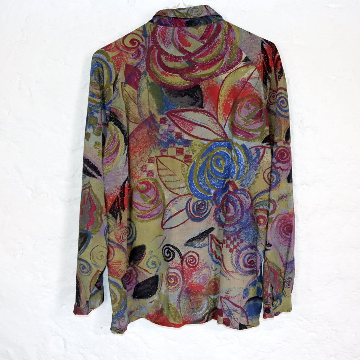 Vintage 80er 90er TIME COLLECTION Bluse langarm crazy pattern 40
