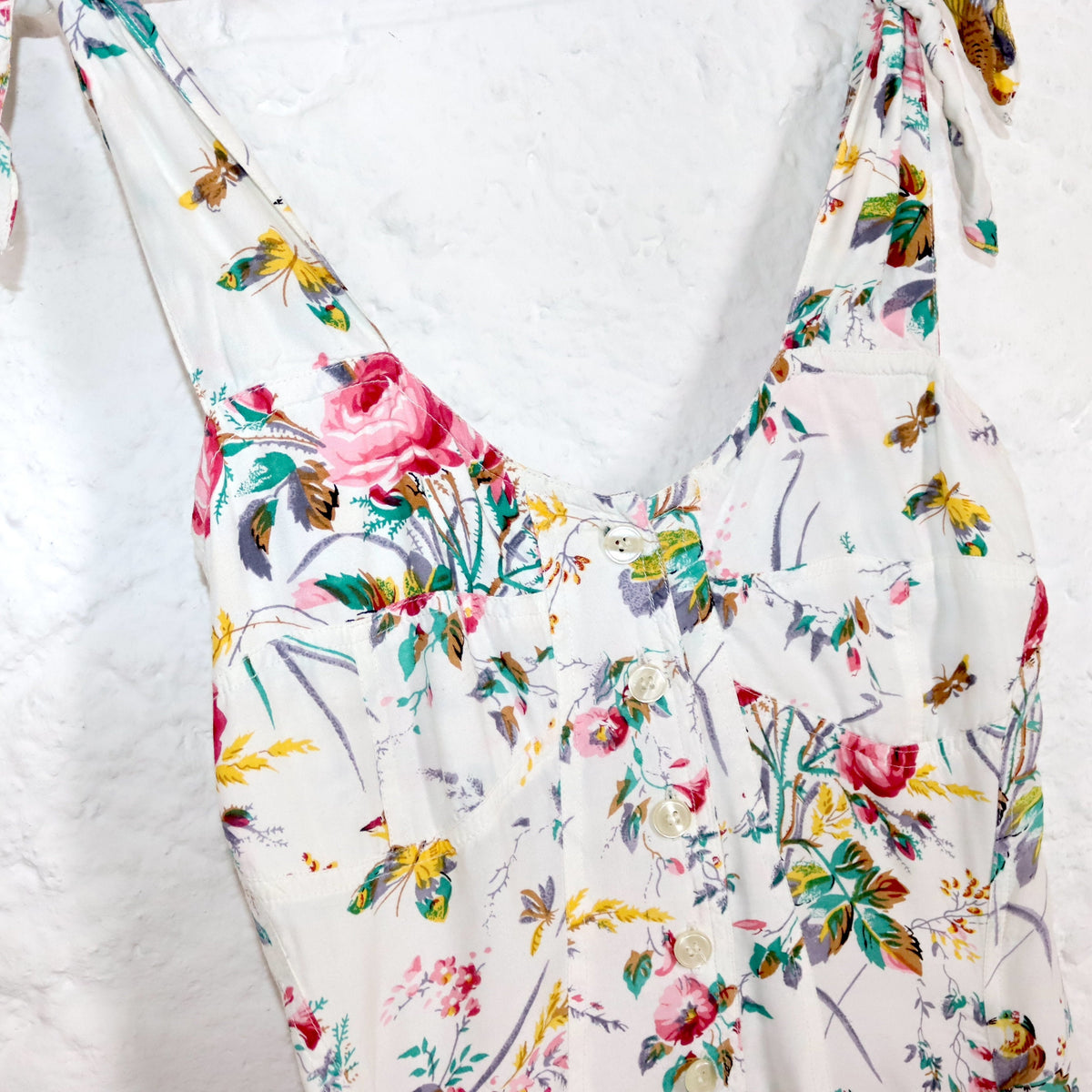 Vintage 80s 90s jumpsuit one-piece sleeveless floral pattern S