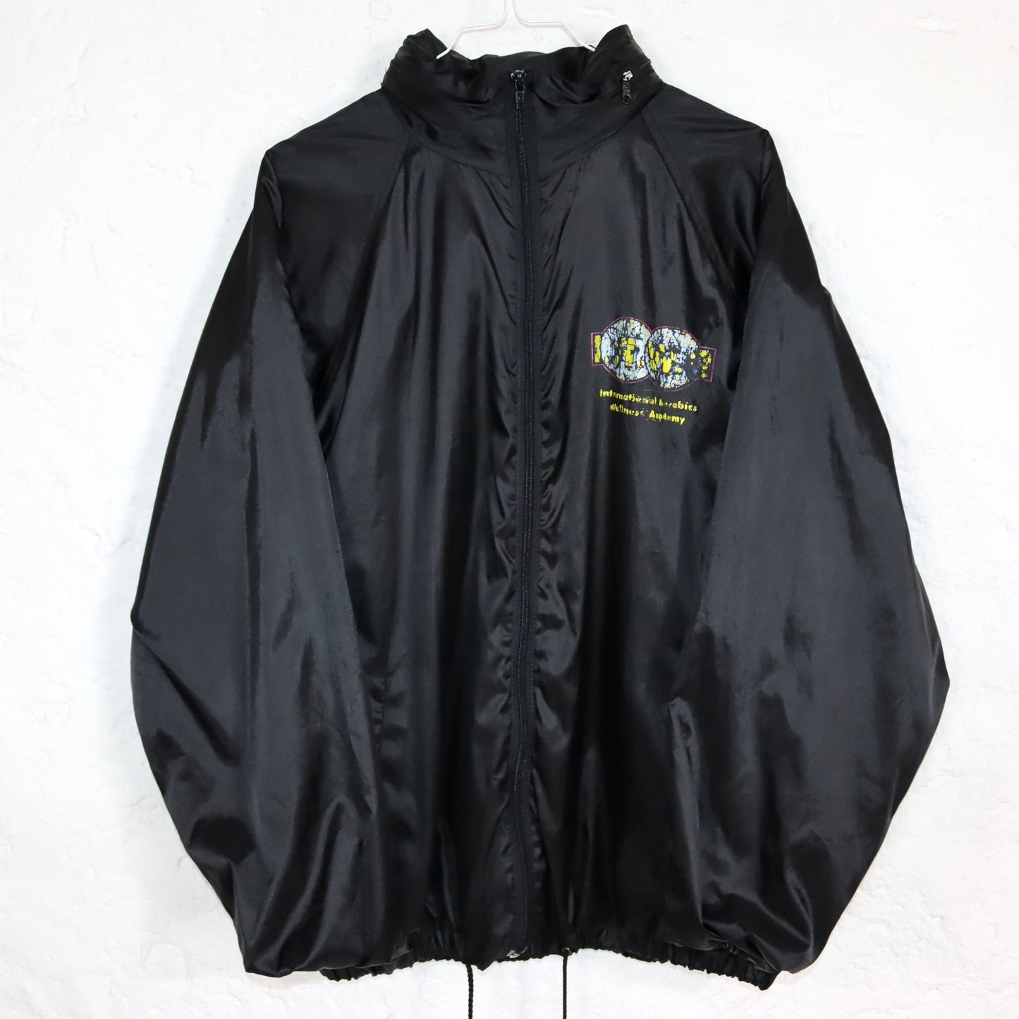 Vintage 80s 90s GUFFINI IAWA rain jacket windbreaker black print L