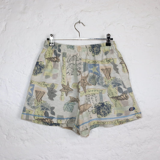 Vintage 80er 90er LOTTO Shorts kurze Hose crazy pattern beige 42 M