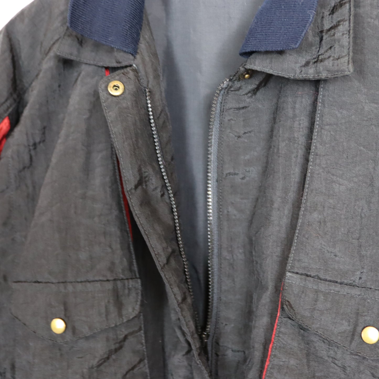 Vintage 80s 90s LADIES FASHION jacket lightly lined collar black red shiny M