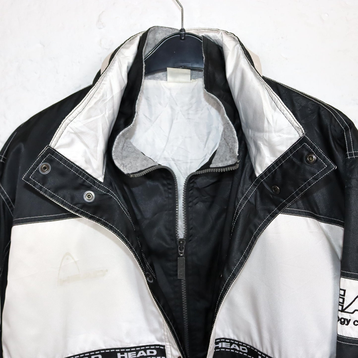 Vintage 80s 90s HEAD rain jacket windbreaker black white L
