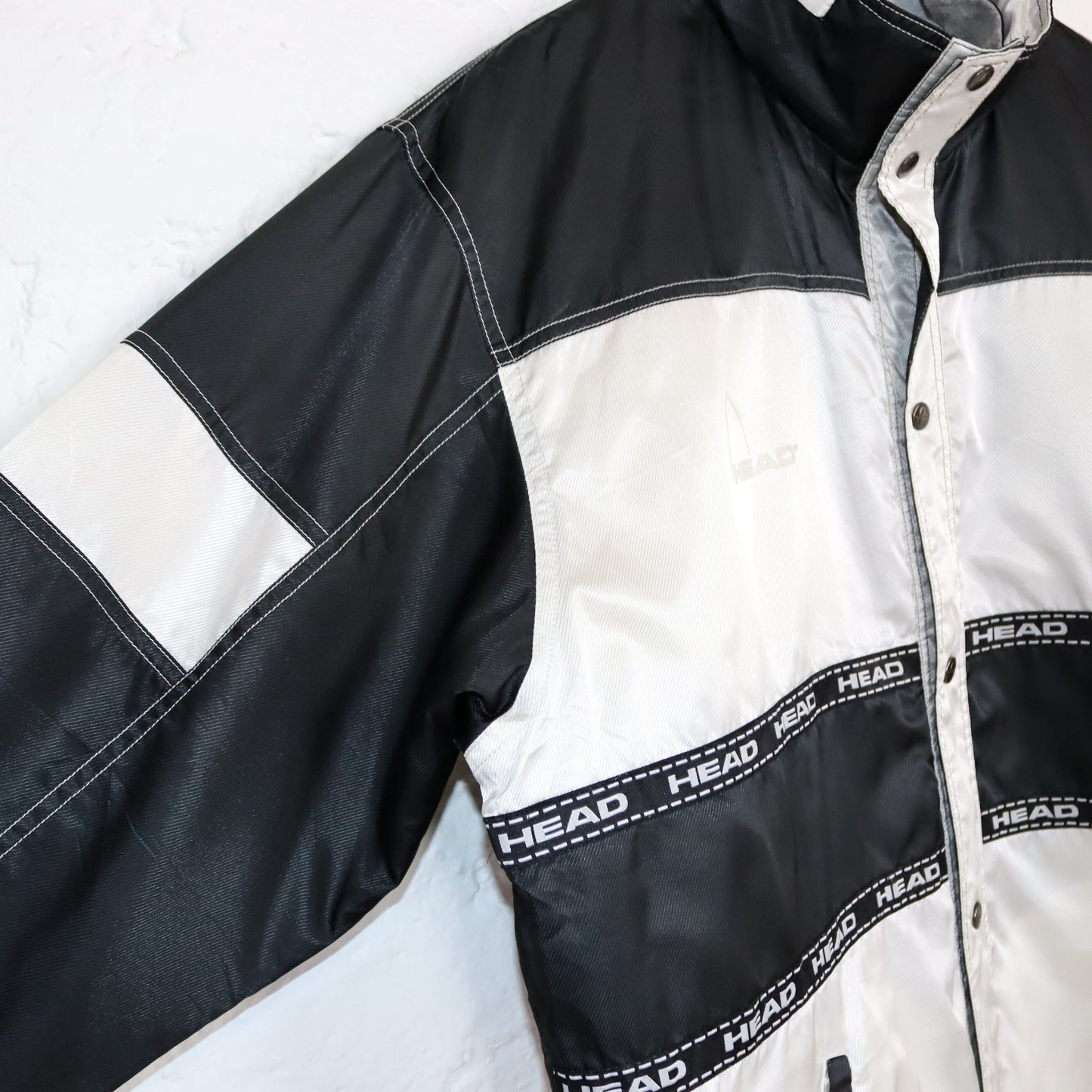 Vintage 80s 90s HEAD rain jacket windbreaker black white L