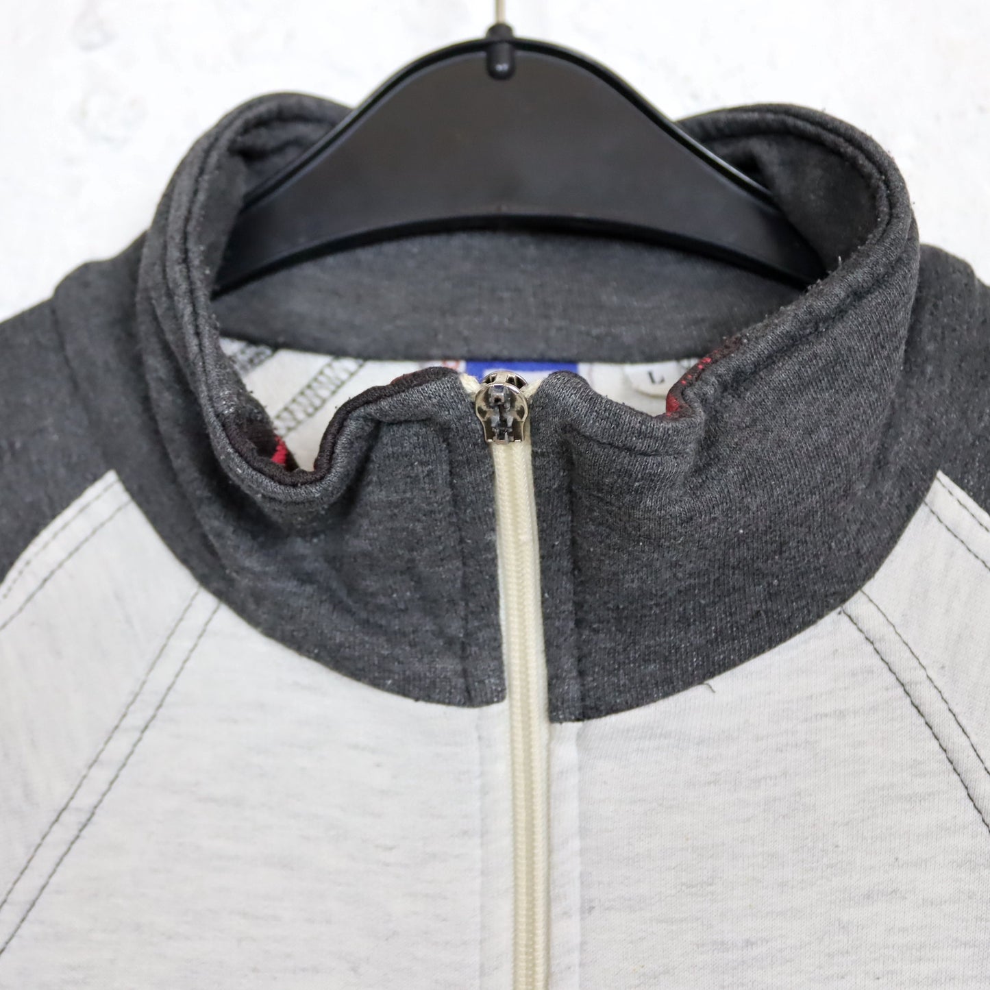 Vintage 80s 90s LOTTO tennis jacket sweatshirt stand-up collar grey red L