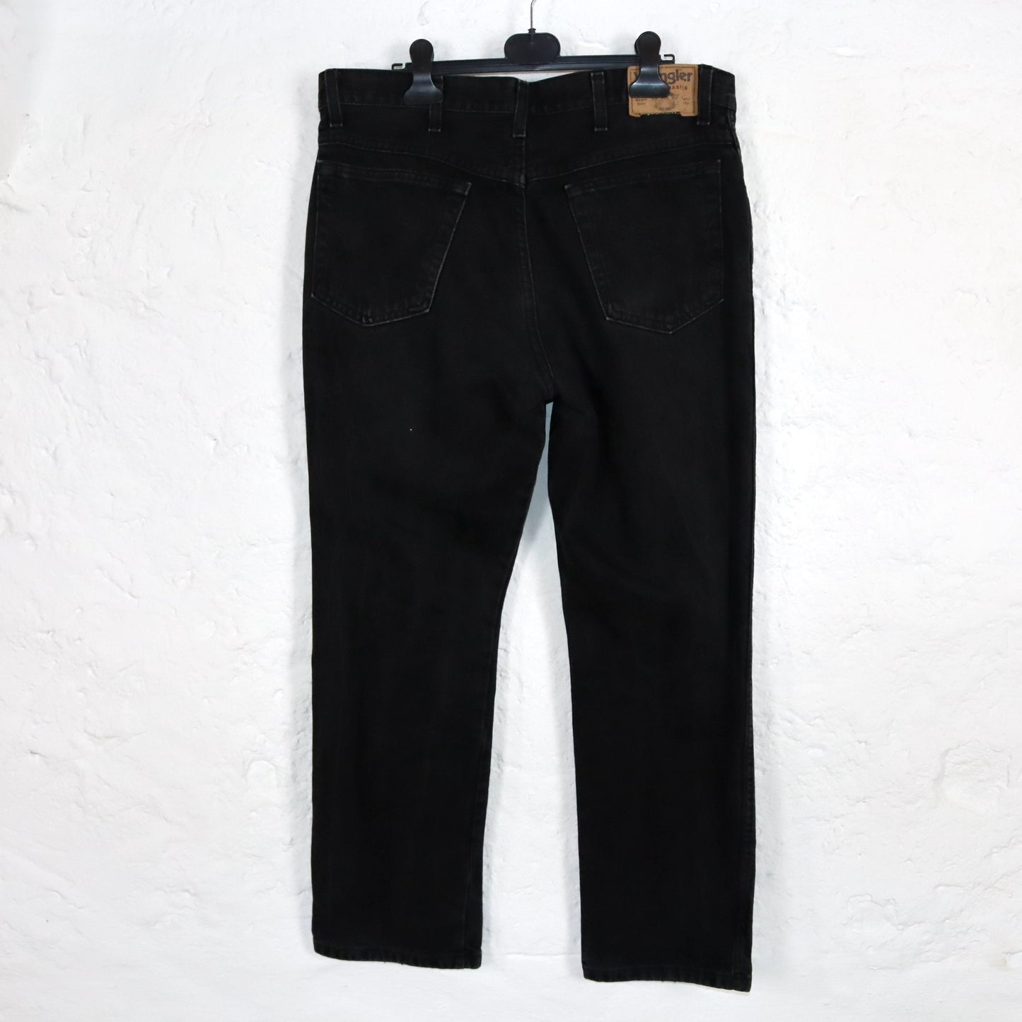 Vintage 80er 90er WRANGLER Jeans Hose schwarz gerades Bein Baggy W36 L30