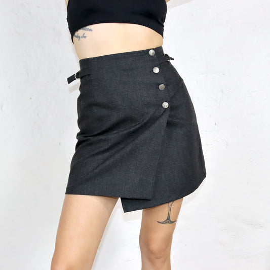 Vintage 80er 90er SUPERIOR Wollrock highwaist grau Minirock Wolle S