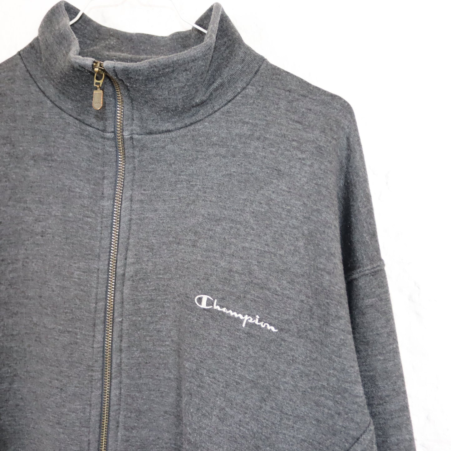 Vintage 80s 90s CHAMPION sweat jacket stand-up collar dark grey XL